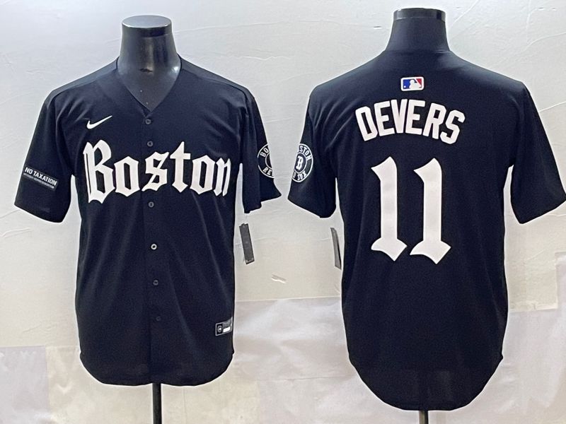 Men 2025 Boston Red Sox 11 Devers Black Five generations Joint Name Nike MLB Jersey style 24